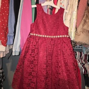 Elegant Red Lace Kids Dress